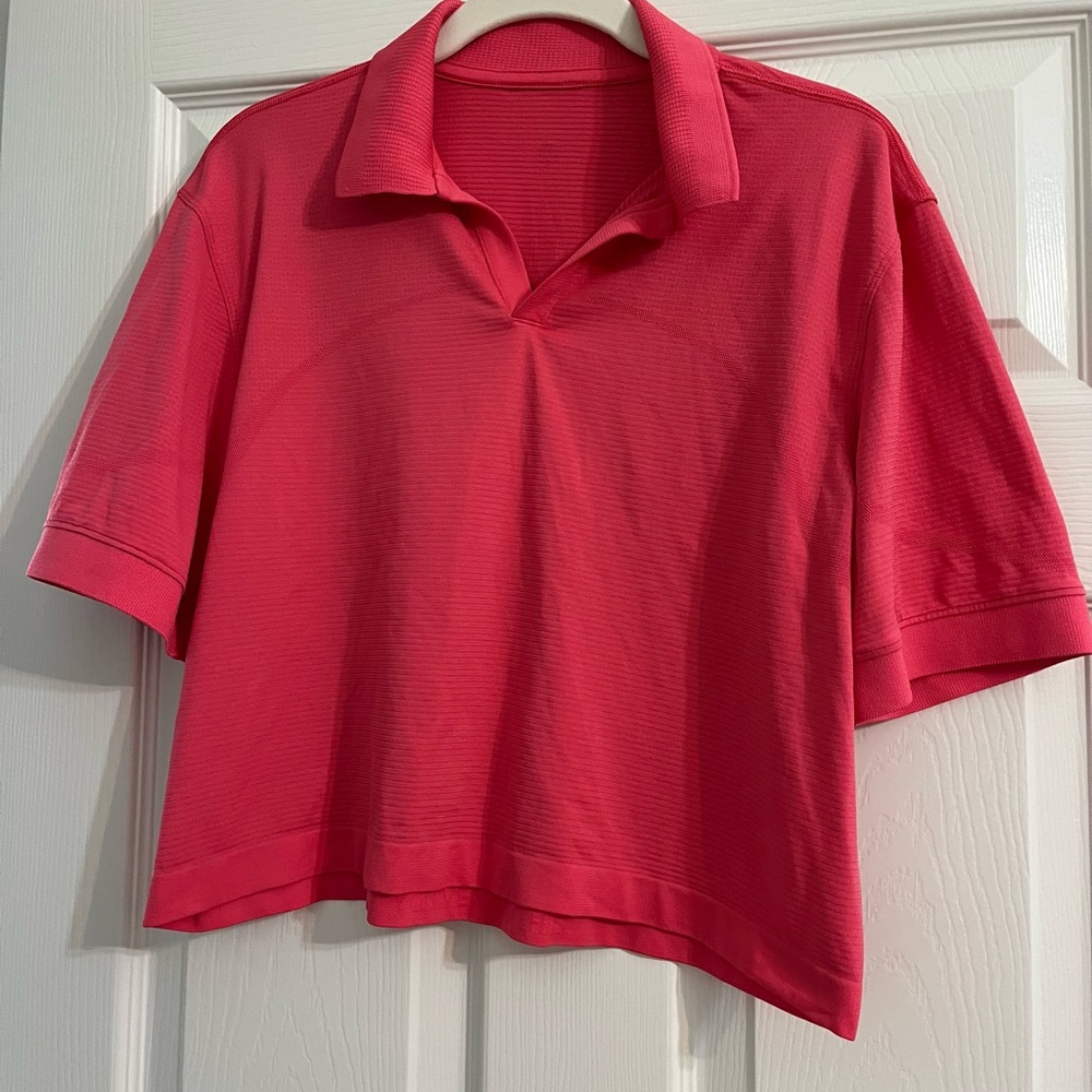 lululemon athletica Swiftly Tech Relaxed Fit Polo Shirt Lipgloss -Size 8 - Picture 3 of 7